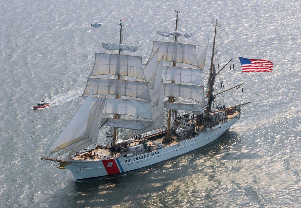  The  Eagle  underway under nearly-full sail in 2009. Photo by Karen Soule. 