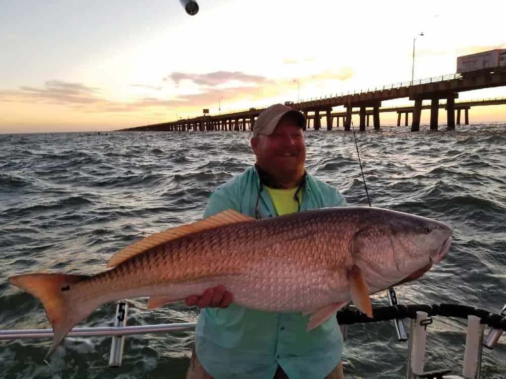   Danny Greer’s awesome Chesapeake Bay Bridge Tunnel redfish.  Photo by Captain Kenny Louderback 