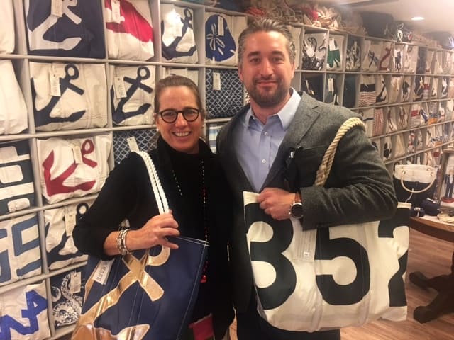  Sea Bags Director of Retail, Amy, with a happy customer 