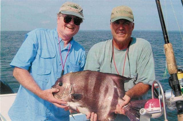  Virginia Saltwater Fishing Tournament lowered the Citation minimum weight for spadefish to 8 pounds. Currently, Roland E. Murphy [left] of Fredericksburg holds the Virginia state record spadefish at 14-pounds, 14-ounces. Photo courtesy Virginia Saltwater Fishing Tournament 