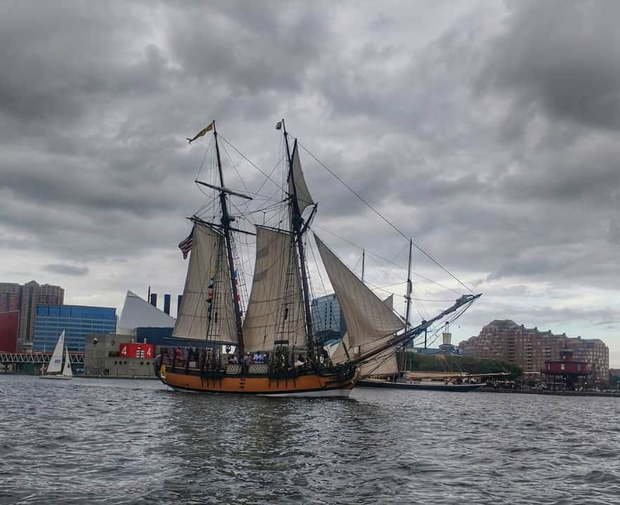  SULTANA joins the pre-race Parade of Sail in Baltimore. Photo by @all_seas on Instagram, taken from S/V Panthalassa 