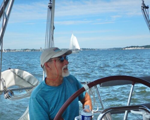 Sail Beyond Cancer volunteer Joe Zebleckes became a cancer patient himself, and donated his Beneteau 40, Anneliese when he lost his battle. Facebook photo.