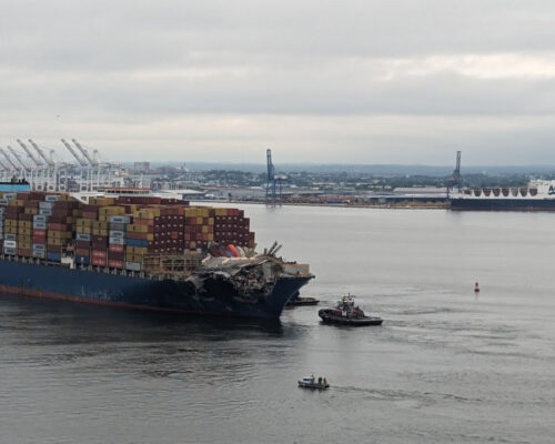 Container Ship Dali Refloated, Towed from Key Bridge Site