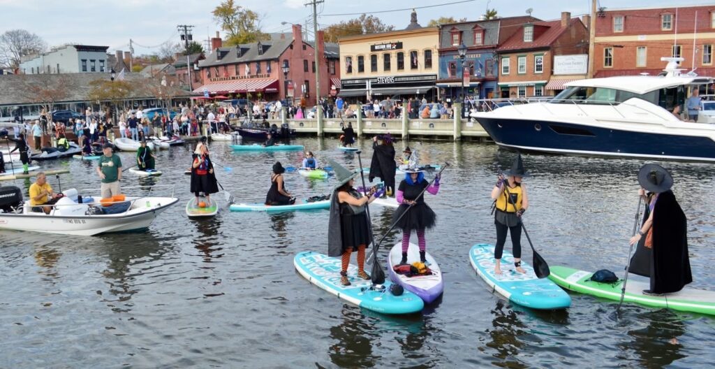Witches cause a commotion at Annapolis City Dock.